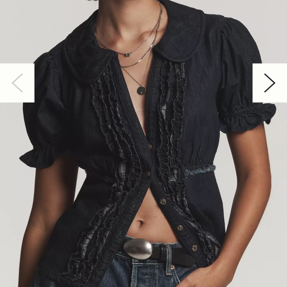 Anthropologie Denim Keira Pilcro Blouse Size M